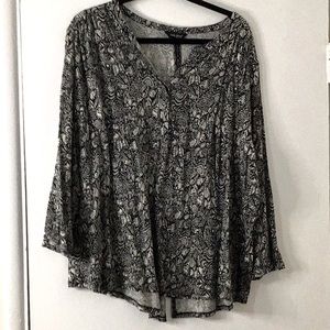 Lucky Brand black & white 3/4 sleeve tunic